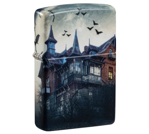Зажигалка ZIPPO Horror House с покрытием 540 Matte, латунь/сталь, белая, 38x13x57 мм