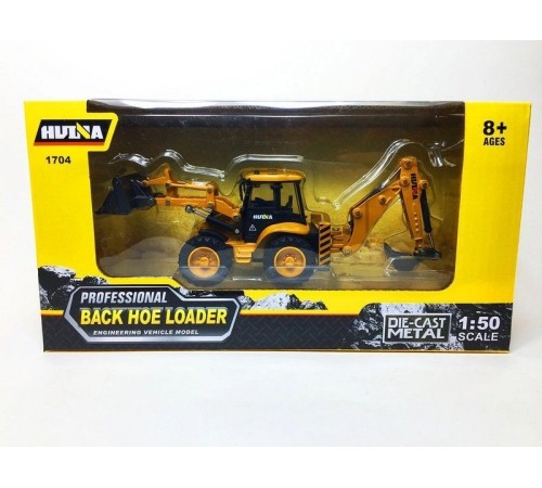 Металлический колесный экскаватор HUI NA TOYS 1/50