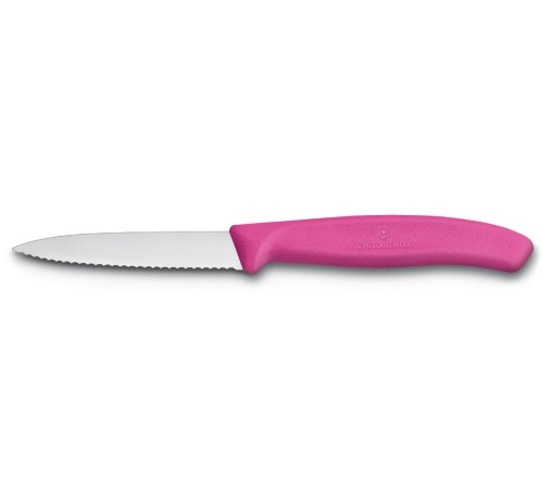 Нож для овощей VICTORINOX SwissClassic, лезвие 8 см с волнистой заточкой, розовый