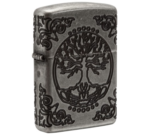 Зажигалка ZIPPO Armor® с покрытием Antique Silver, латунь/сталь, серебристая, матовая, 37х13x58 мм