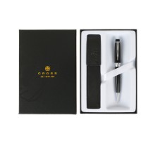 Подарочный набор Cross: шариковая ручка Cross Bailey Black Lacquer с чехлом для ручки