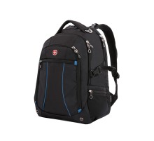 Рюкзак SWISSGEAR, 15”,чёрный/синий, полиэстер 900D/рипстоп, 36x19x47 см, 32 л