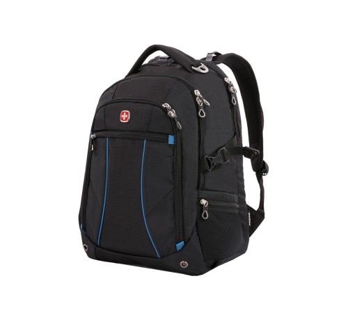 Рюкзак SWISSGEAR, 15”,чёрный/синий, полиэстер 900D/рипстоп, 36x19x47 см, 32 л