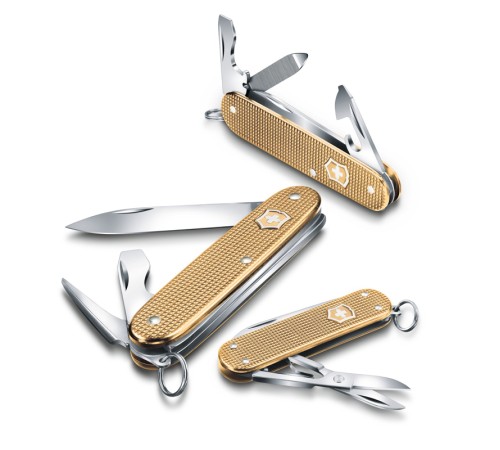 Нож-брелок VICTORINOX Classic Alox, 58 мм, 5 функций, алюминиевая рукоять, золотистый