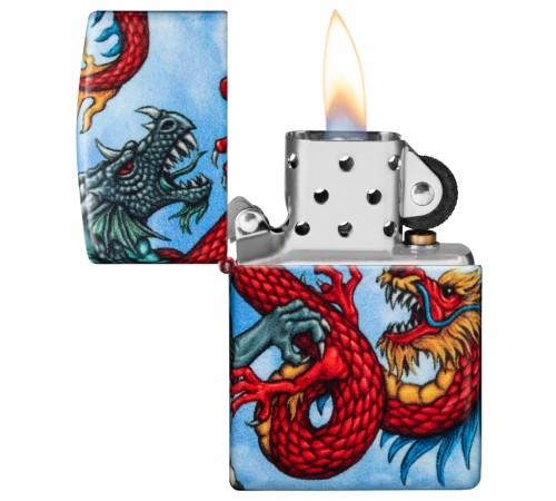 Зажигалка Zippo Dragon с покрытием White Matte, латунь/сталь, разноцветная, матовая, 38x13x57 мм