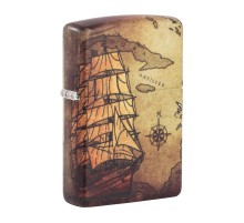Зажигалка Zippo Pirate Ship с покрытием White Matte, латунь/сталь, белая, матовая, 38x13x57 мм