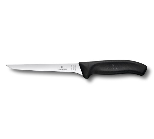 Нож обвалочный VICTORINOX SwissClassic, гибкое лезвие 15 см, чёрный, в картонном блистере
