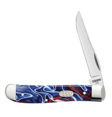 Нож перочинный ZIPPO Patriotic Kirinite Smooth Mini Trapper, 89 мм, синий + ЗАЖИГАЛКА ZIPPO 207