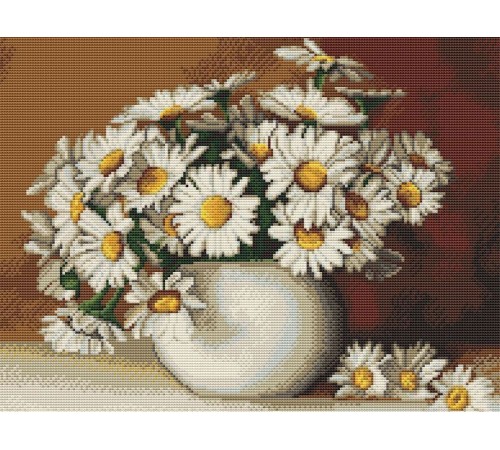 Картины мозаикой 40х50 БУЗИН. САДОВЫЕ РОМАШКИ (квадр. эл-ты) (21 цвет)