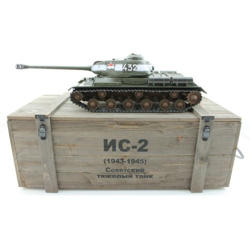 Р/У танк Taigen 1/16 ИС-2 модель 1944, СССР, зеленый, (для ИК танк. боя) 2.4G, деревян. коробка