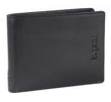 Портмоне BUGATTI Vertice, чёрное, натуральная воловья кожа, 10,5х1,5х8,5 см