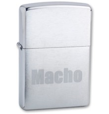 Зажигалка ZIPPO Macho, с покрытием Brushed Chrome, латунь/сталь, серебристая, матовая, 38x13x57 мм