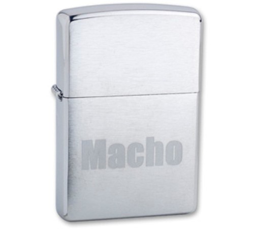 Зажигалка ZIPPO Macho, с покрытием Brushed Chrome, латунь/сталь, серебристая, матовая, 38x13x57 мм