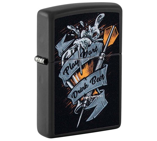 Зажигалка ZIPPO Darts с покрытием Black Matte, латунь/сталь, черная 38x13x57 мм