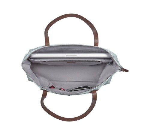 Сумка VICTORINOX Victoria Deluxe Business Tote, серо-синяя, нейлон/кожа, 47x15x31 см, 16 л