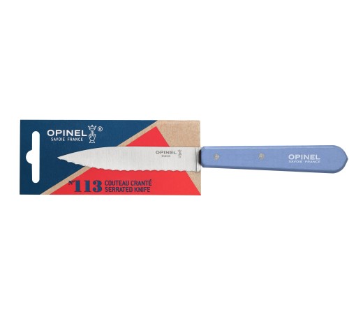 Нож столовый Opinel №113, деревянная рукоять, блистер, нержавеющая сталь, синий 001922