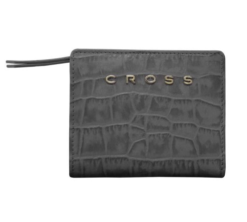 Кошелёк Cross Bebe Coco, кожа наппа фактурная, цвет чёрный/розовый, 11,2 х 9,4 х 2 см
