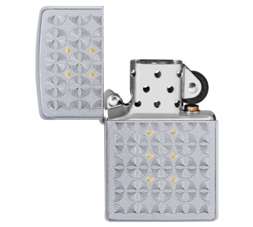 Зажигалка ZIPPO Sand Dollar Pattern с покрытием Satin Chrome, латунь/сталь, серебристая, 38x13x57 мм