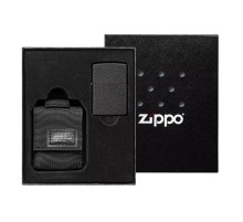 Набор ZIPPO: чёрная зажигалка Black Crackle® и чёрный нейлоновый чехол, в подарочной коробке