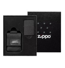 Набор ZIPPO: чёрная зажигалка Black Crackle® и чёрный нейлоновый чехол, в подарочной коробке