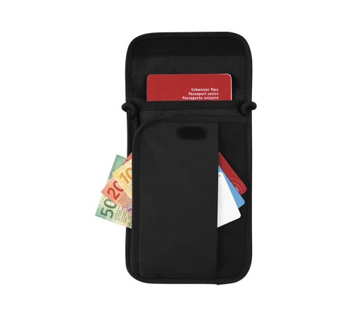Кошелёк на шею VICTORINOX Travel Essentials Security Neck Pouch, черный, полиэстер, 14х1х22 см