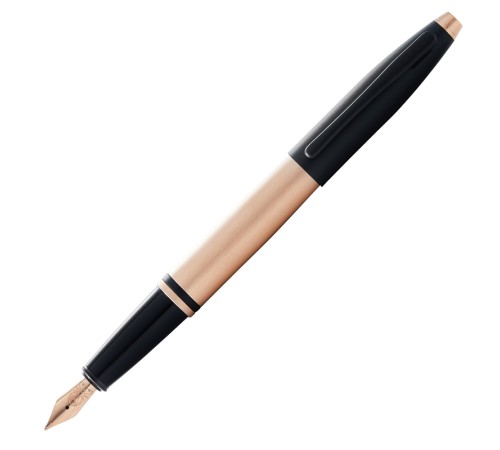 Перьевая ручка Cross Calais Brushed Rose Gold Plate and Black Lacquer, перо F
