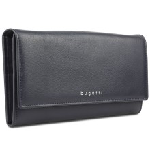 Кошелёк женский BUGATTI Lady Top, тёмно-синий, натуральная воловья кожа, 20х2,5х10,5 см