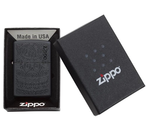 Зажигалка ZIPPO Tone on Tone Design с покрытием Black Matte, латунь/сталь, чёрная, 38x13x57 мм