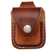 Чехол ZIPPO для широкой зажигалки, кожа, с кожаным фиксатором на ремень, коричневый, 57x30x75 мм