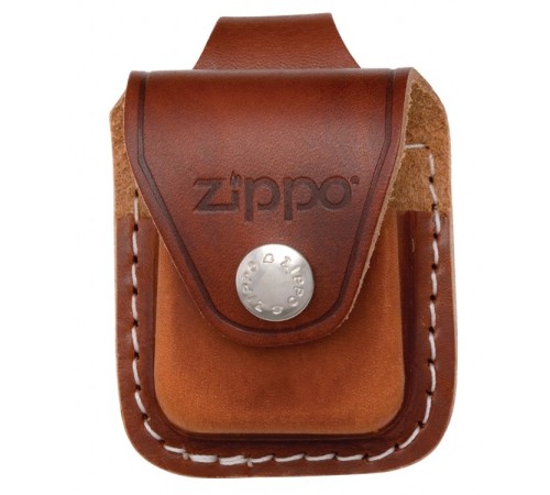Чехол ZIPPO для широкой зажигалки, кожа, с кожаным фиксатором на ремень, коричневый, 57x30x75 мм