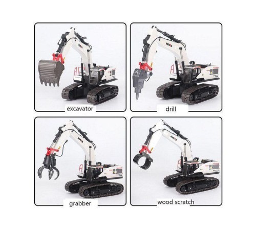 Радиоуправляемый экскаватор HUI NA TOYS, серый 2.4G 22CH 1/14 RTR
