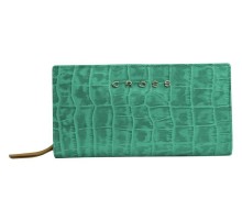 Клатч-кошелёк Cross Bebe Coco, кожа наппа фактурная, цвет зелёный/рыжий, 18 х 10 х 3 см