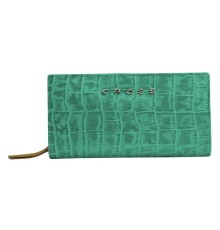 Клатч-кошелёк Cross Bebe Coco, кожа наппа фактурная, цвет зелёный/рыжий, 18 х 10 х 3 см