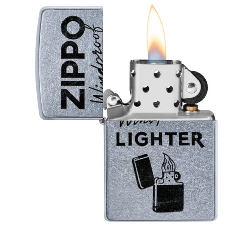 Зажигалка ZIPPO Zippo Windproof с покрытием Street Chrome™, латунь/сталь, серебристая, 38x13x57 мм