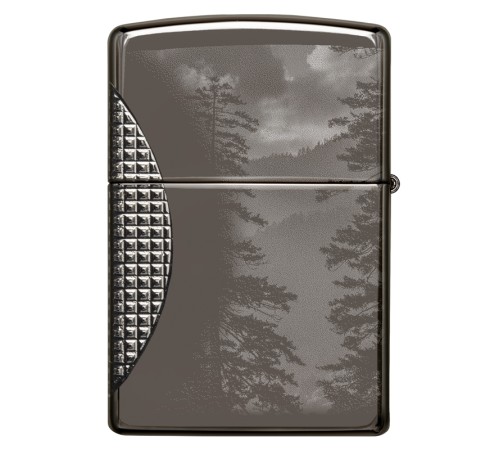 Зажигалка ZIPPO Armor™ Wolf  с покрытием High Polish Black Ice®, латунь/сталь, чёрная, 38x13x57 мм