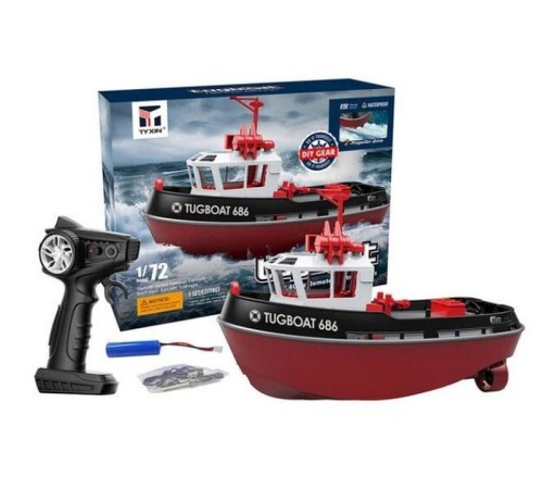 Радиоуправляемый буксир Heng Long Tugboat  (черный) 2.4G 1/72 RTR