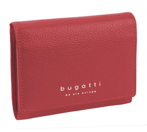 Кошелёк женский BUGATTI Linda, красный, натуральная воловья кожа, 12х3х9,5 см