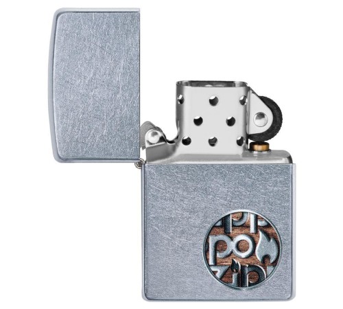 Зажигалка ZIPPO Button с покрытием Street Chrome™, латунь/сталь, серебристая, матовая, 38x13x57 мм
