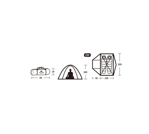 Палатка Naturehike P-Series NH18Z022-P 210T/65D, двухместная, серо-голубая, 6927595783597