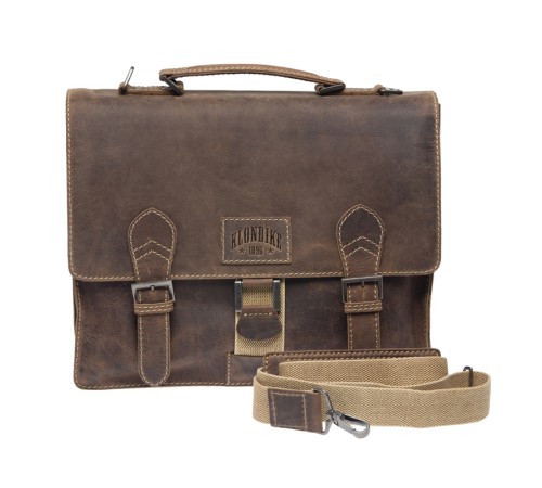 Портфель KLONDIKE Native, натуральная кожа в коричневом цвете, 38 х 14 х 33 см