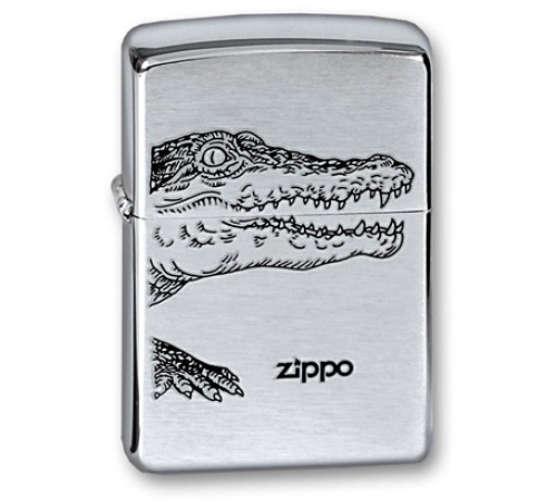 Зажигалка ZIPPO Alligator, с покрытием Brushed Chrome, латунь/сталь, серебристая, 38x13x57 мм