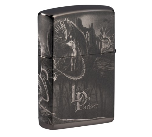 Зажигалка ZIPPO Lisa Parker с покрытием High Polish Black, латунь/сталь, чёрная, 38x13x57 мм