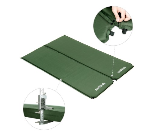 Коврик самонадувной туристический Naturehike D03 Army Green, 6927595773680