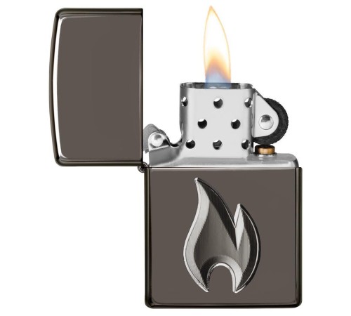 Зажигалка ZIPPO Armor™ с покрытием Black Ice®, латунь/сталь, чёрная, глянцевая, 38x13x57 мм