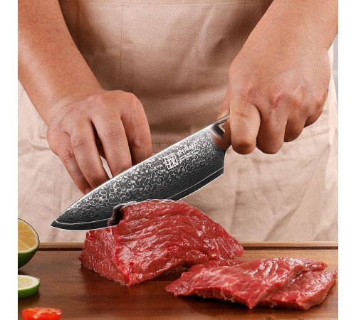 Нож шеф-повара из дамасской стали Keemake 6,5 Inch Chef Knife Green Gem, бежевый