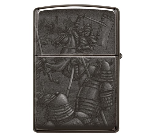 Зажигалка ZIPPO Knight  Fight с покрытием High Polish Black, латунь/сталь, чёрная, 38x13x57 мм