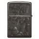 Зажигалка ZIPPO Knight  Fight с покрытием High Polish Black, латунь/сталь, чёрная, 38x13x57 мм