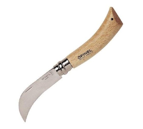Нож садовый Opinel №8, нержавеющая сталь, с изогнутым лезвием, блистер, 000656