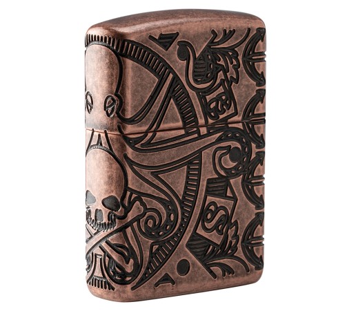 Зажигалка ZIPPO Armor™ с покрытием Antique Copper™, латунь/сталь, медная, матовая, 38x13x57 мм