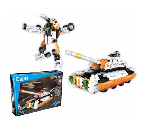 Конструктор CaDA Technic танк-трансформер 2 в 1, инерционный (294 деталей)